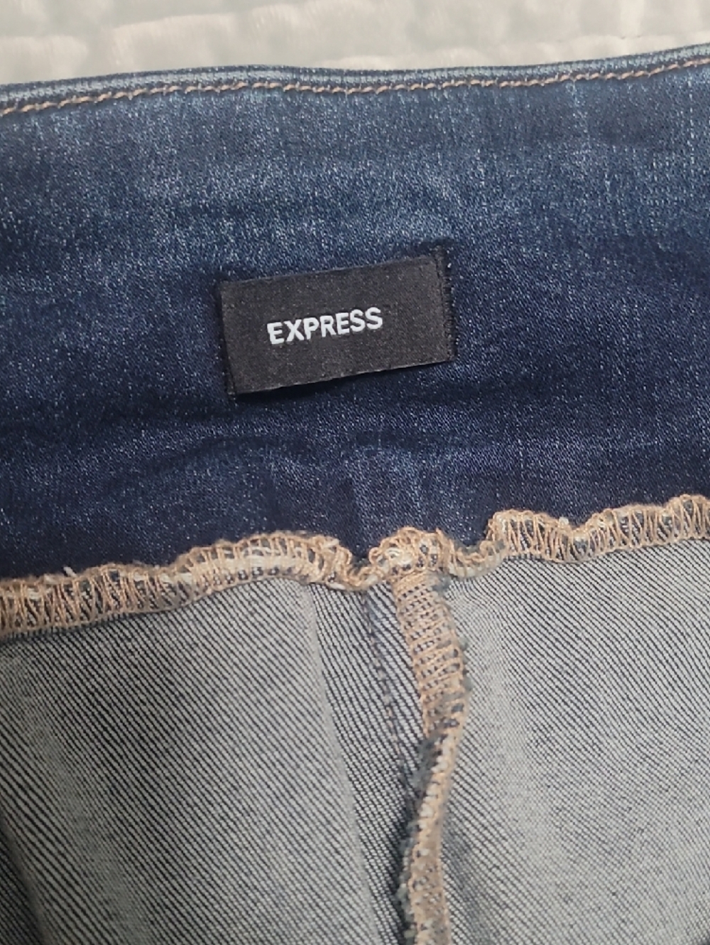 Express Dark Blue Flared Seam-Panel Jeans - Picture 2 of 4